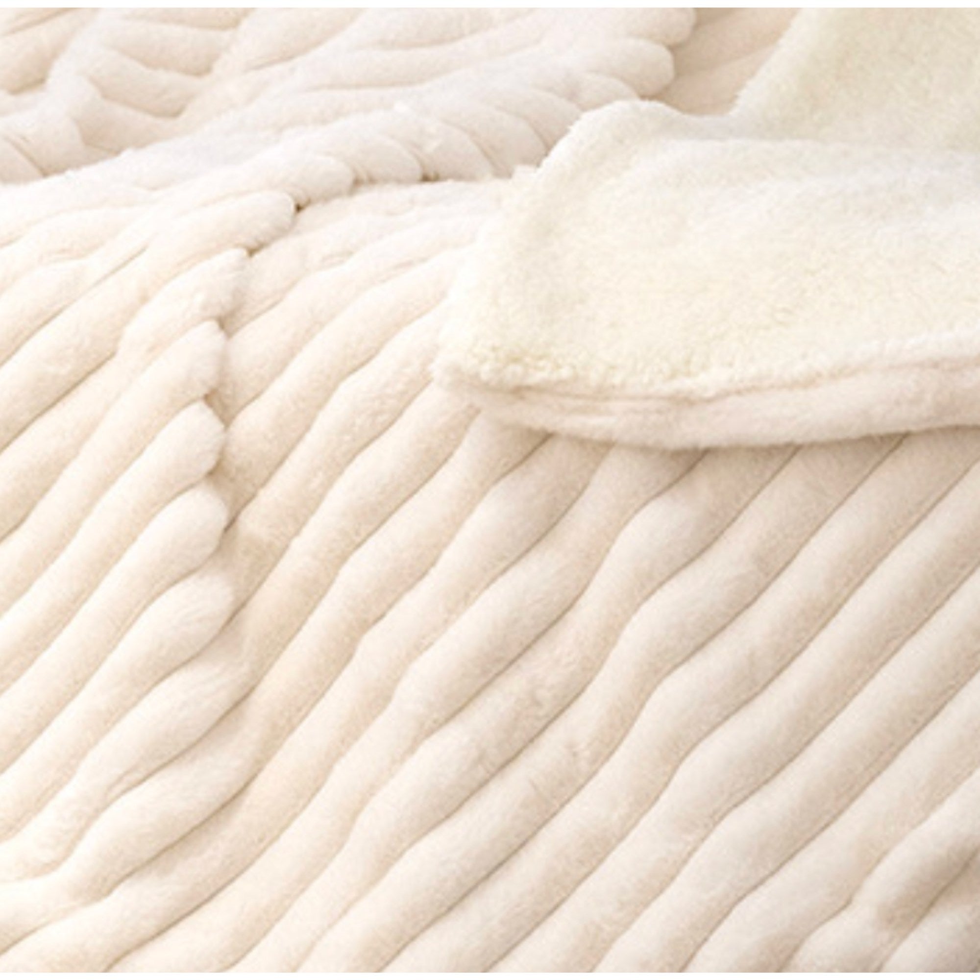Luxury Double-Sided Faux Rabbit Fur Throw Blanket | Ultra Soft Plush | White, Grey & Powder Pink | 127×152 cm / 150×200 cm