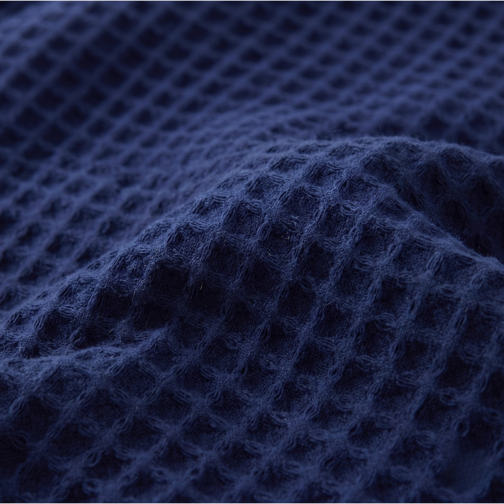 Deep Navy Waffle Blanket – Cozy Layering for Minimalist Homes
