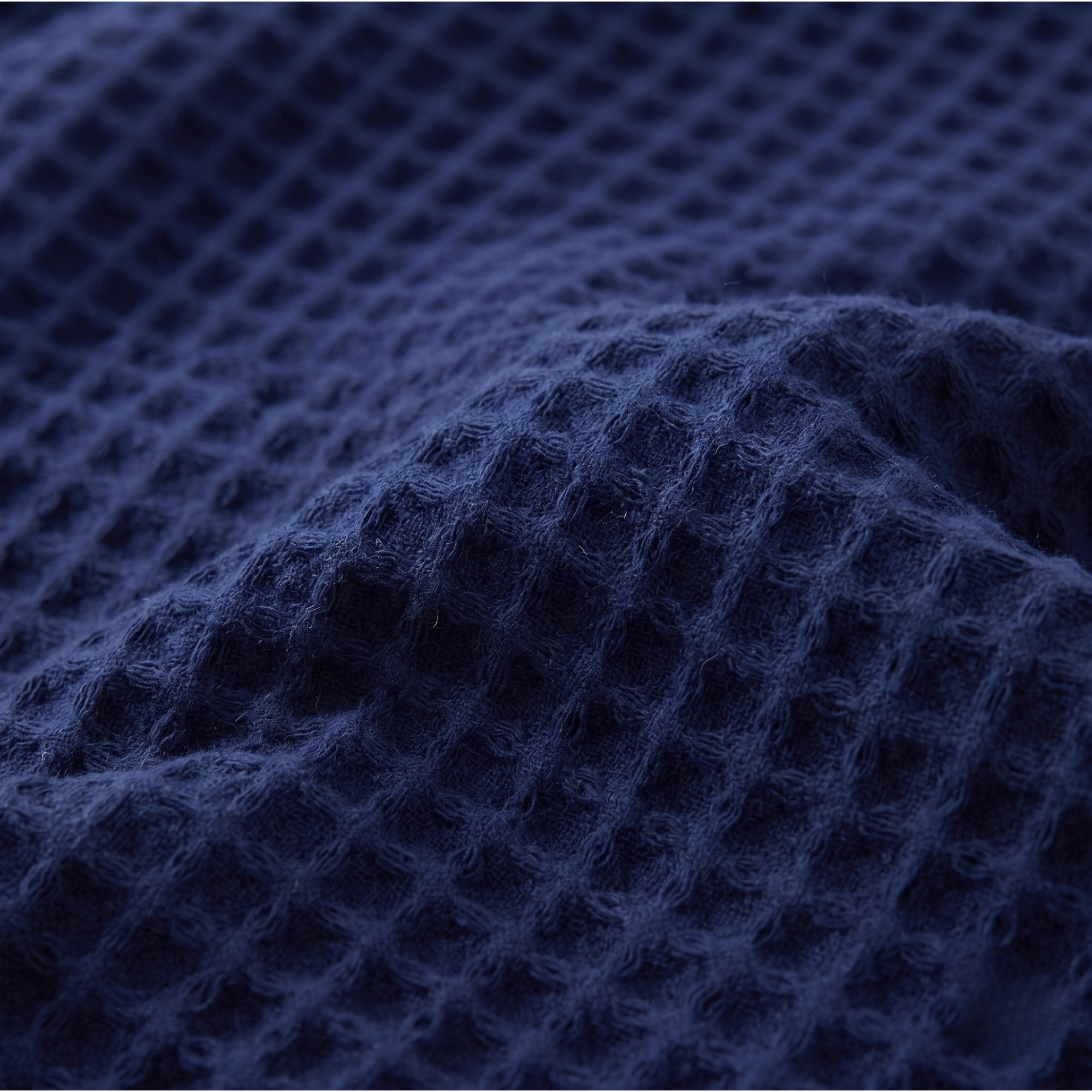 Deep Navy Waffle Blanket – Cozy Layering for Minimalist Homes