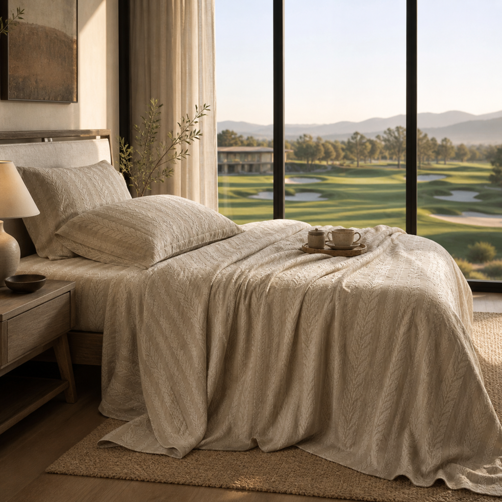 Textured Cotton Linen Throw Blanket – Calm Minimalist Home Decor