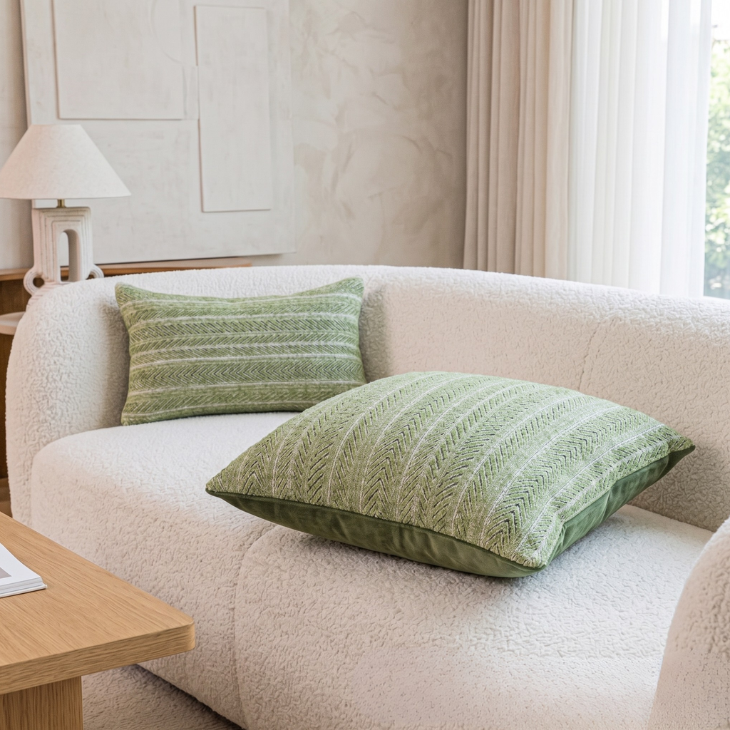 Textured Sage Green Pillow Cover – Calm Minimalist Home Decor