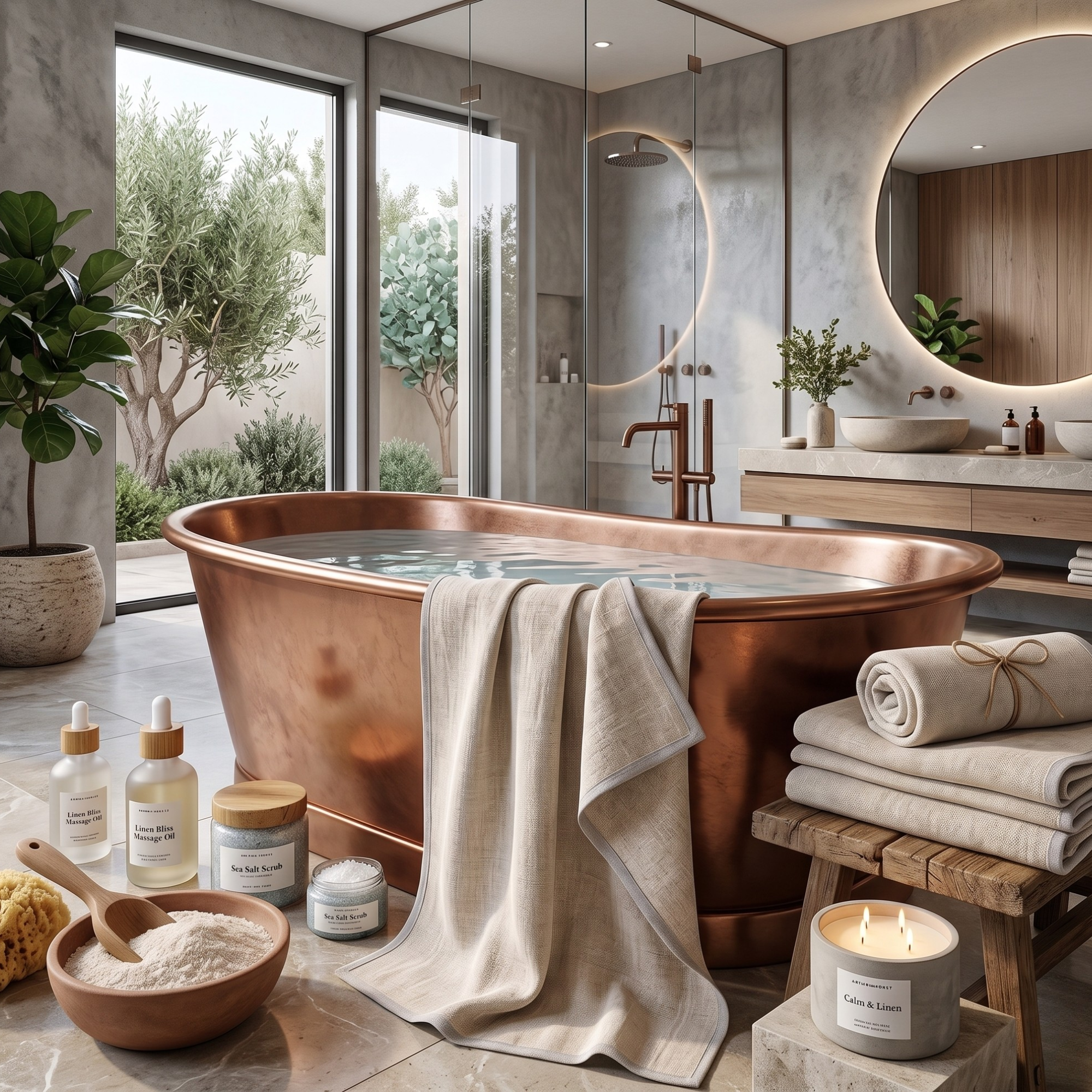 Natural Linen Towel – Relaxed Mediterranean Bath & Beach Style