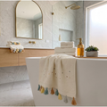 Textured Cotton Bath Towel with Tassels – Quiet Luxury Spa Decor