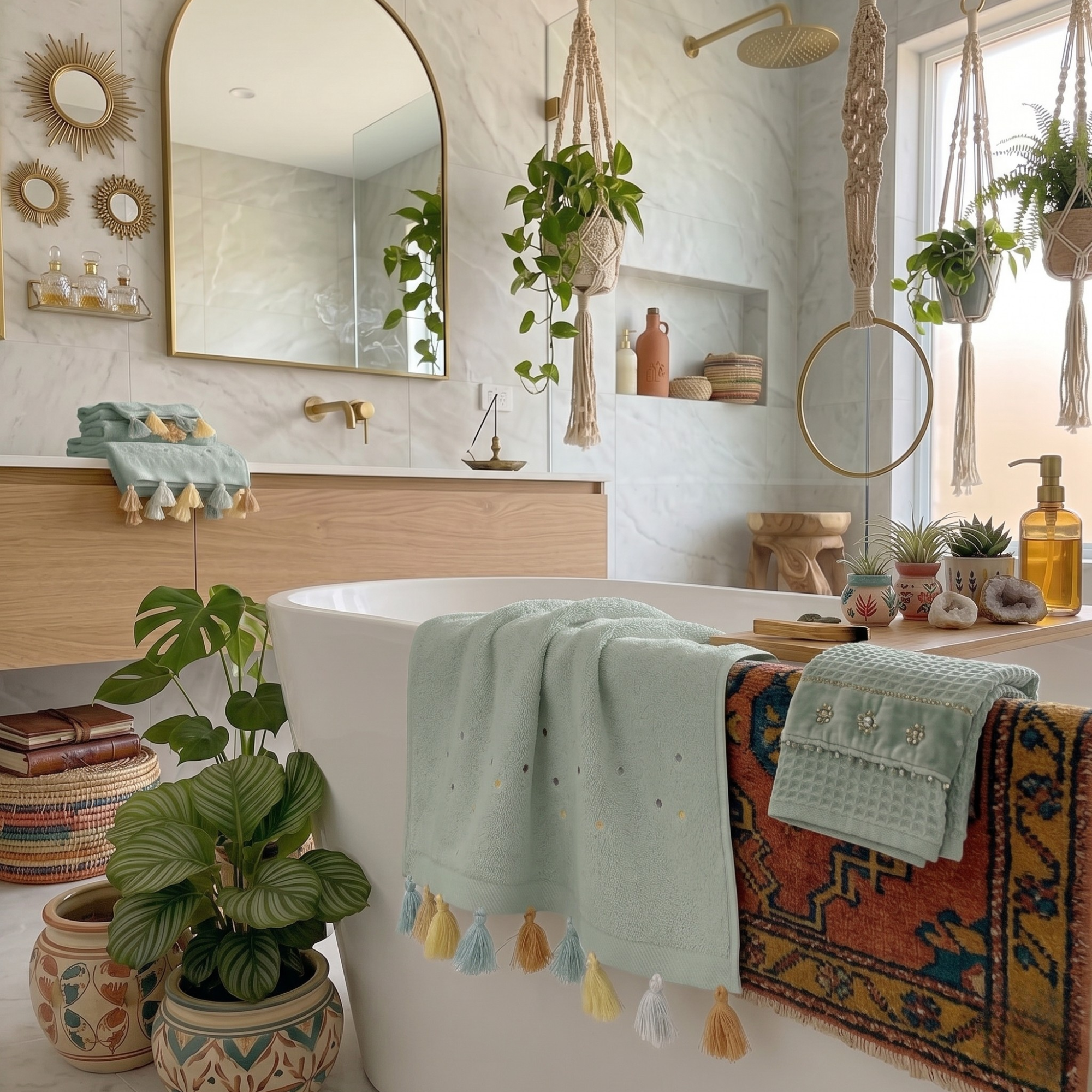 Textured Cotton Bath Towel with Tassels – Quiet Luxury Spa Decor
