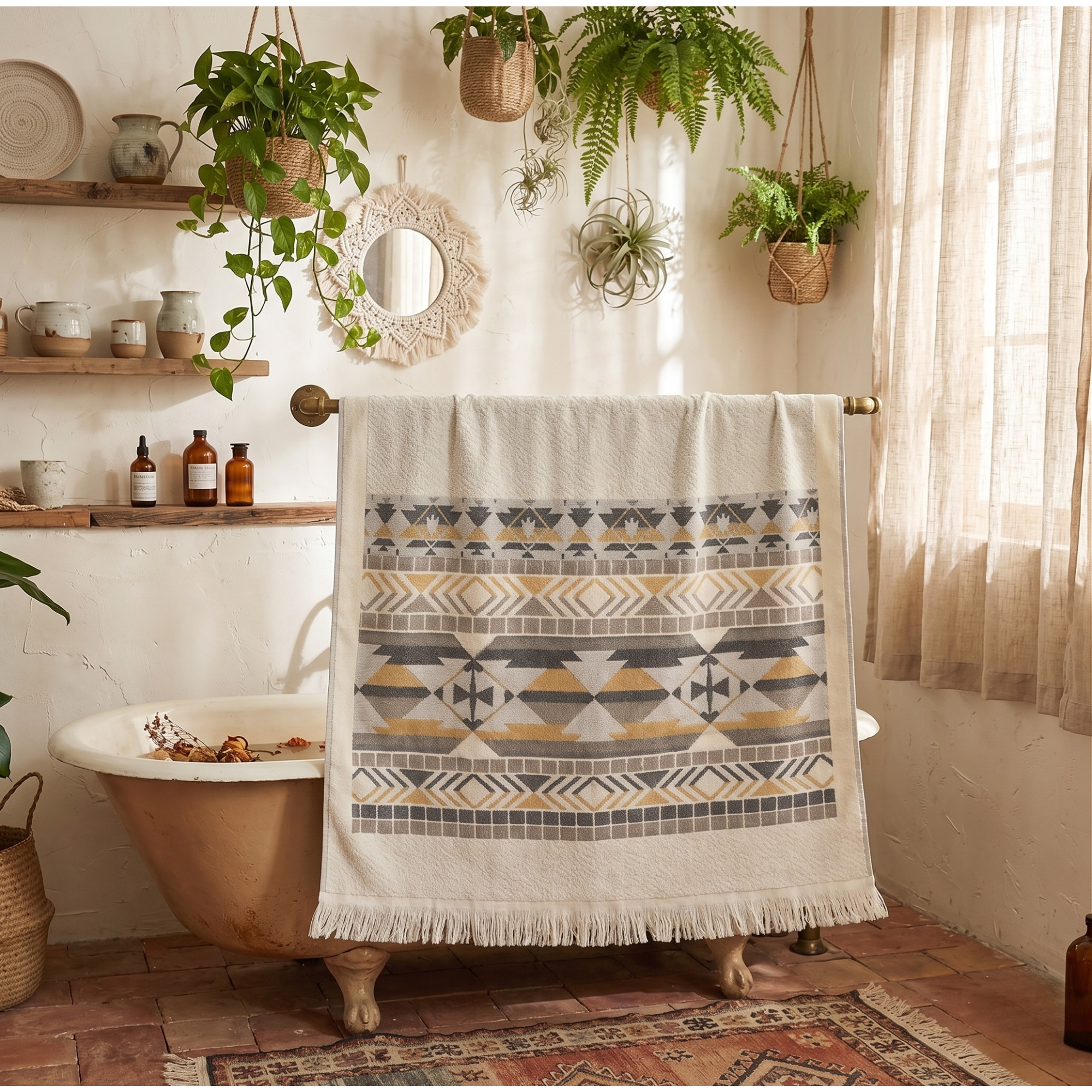 Quick-Dry Cotton Linen Towel – Relaxed Boho Beach & Bath Decor