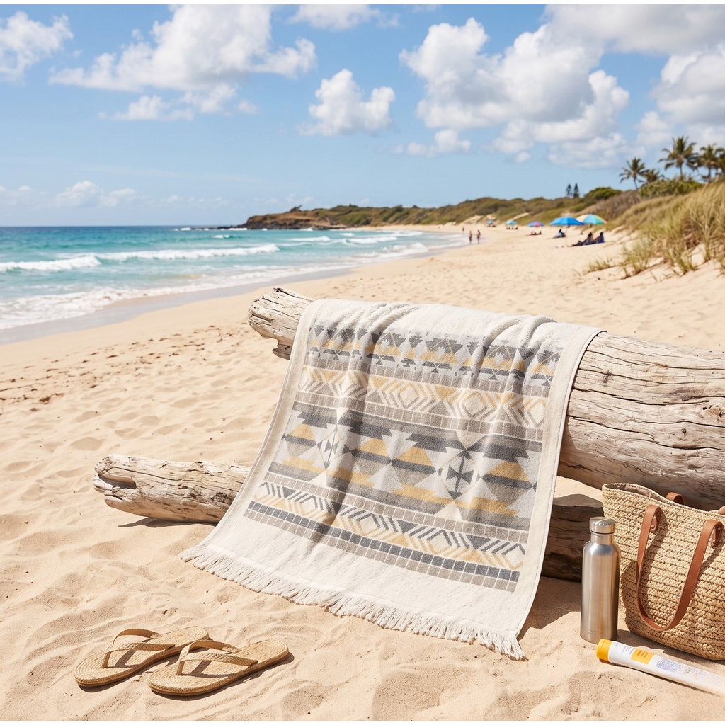Quick-Dry Cotton Linen Towel – Relaxed Boho Beach & Bath Decor