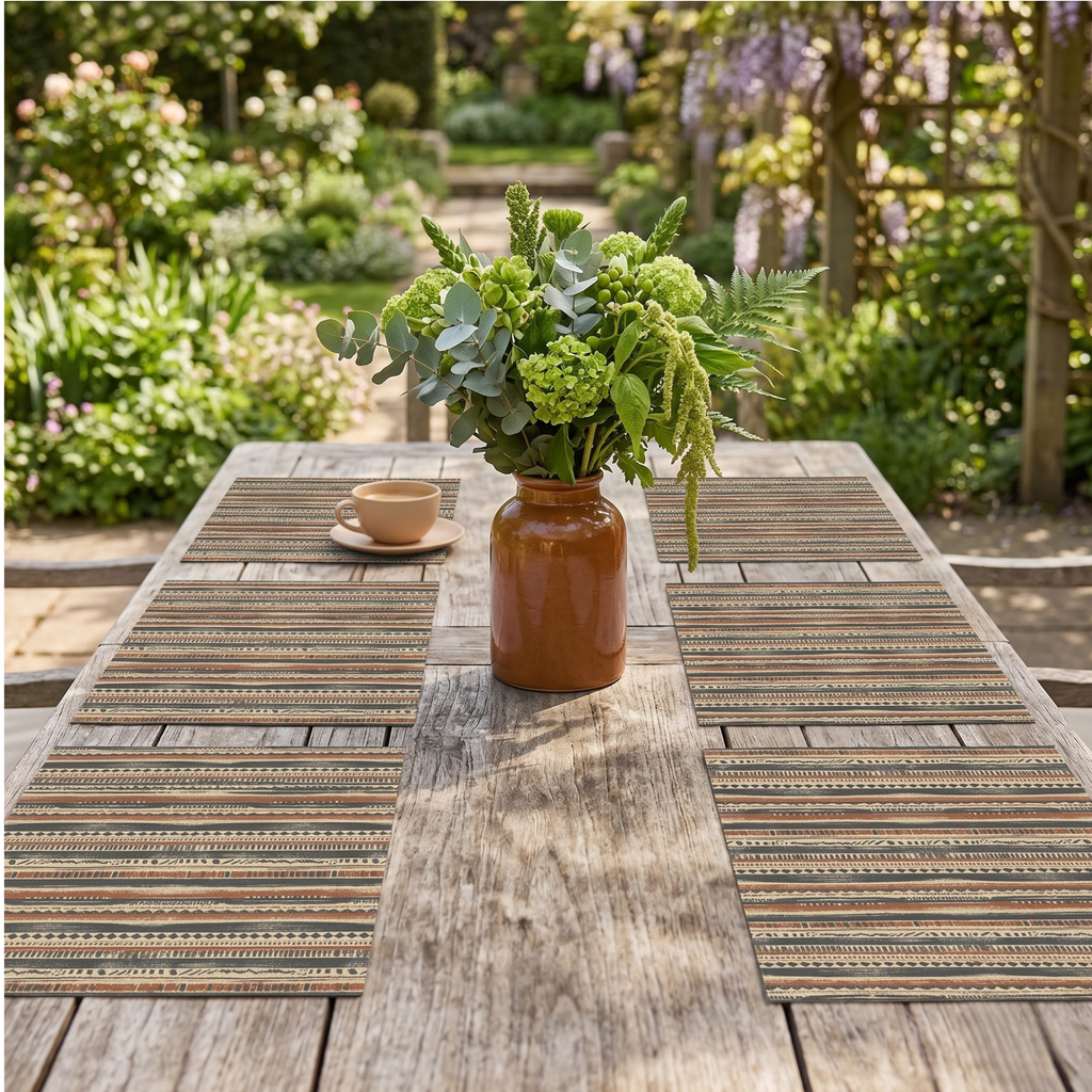 Boho Floral Linen Placemats – Cozy Mediterranean Table Decor