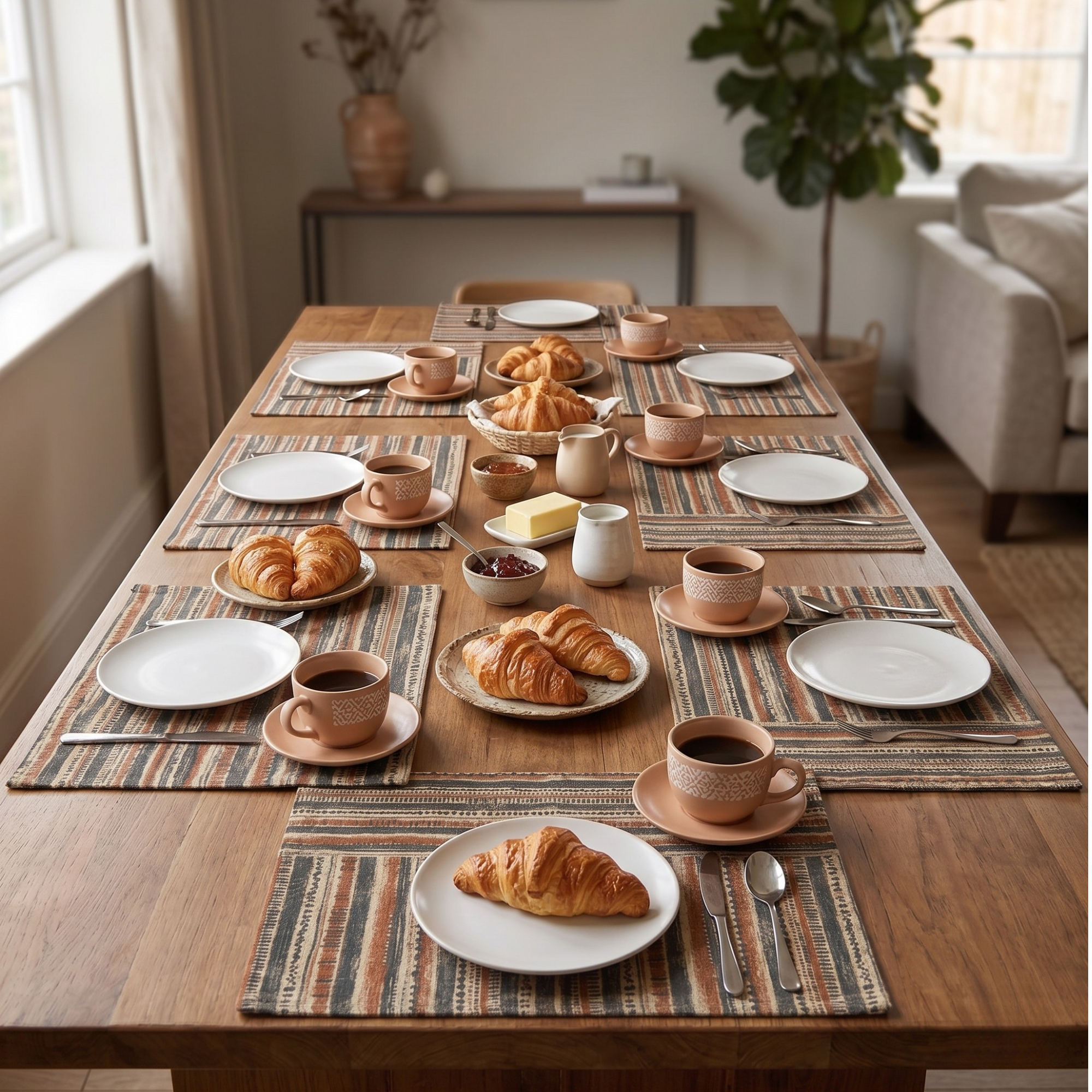 Boho Floral Linen Placemats – Cozy Mediterranean Table Decor
