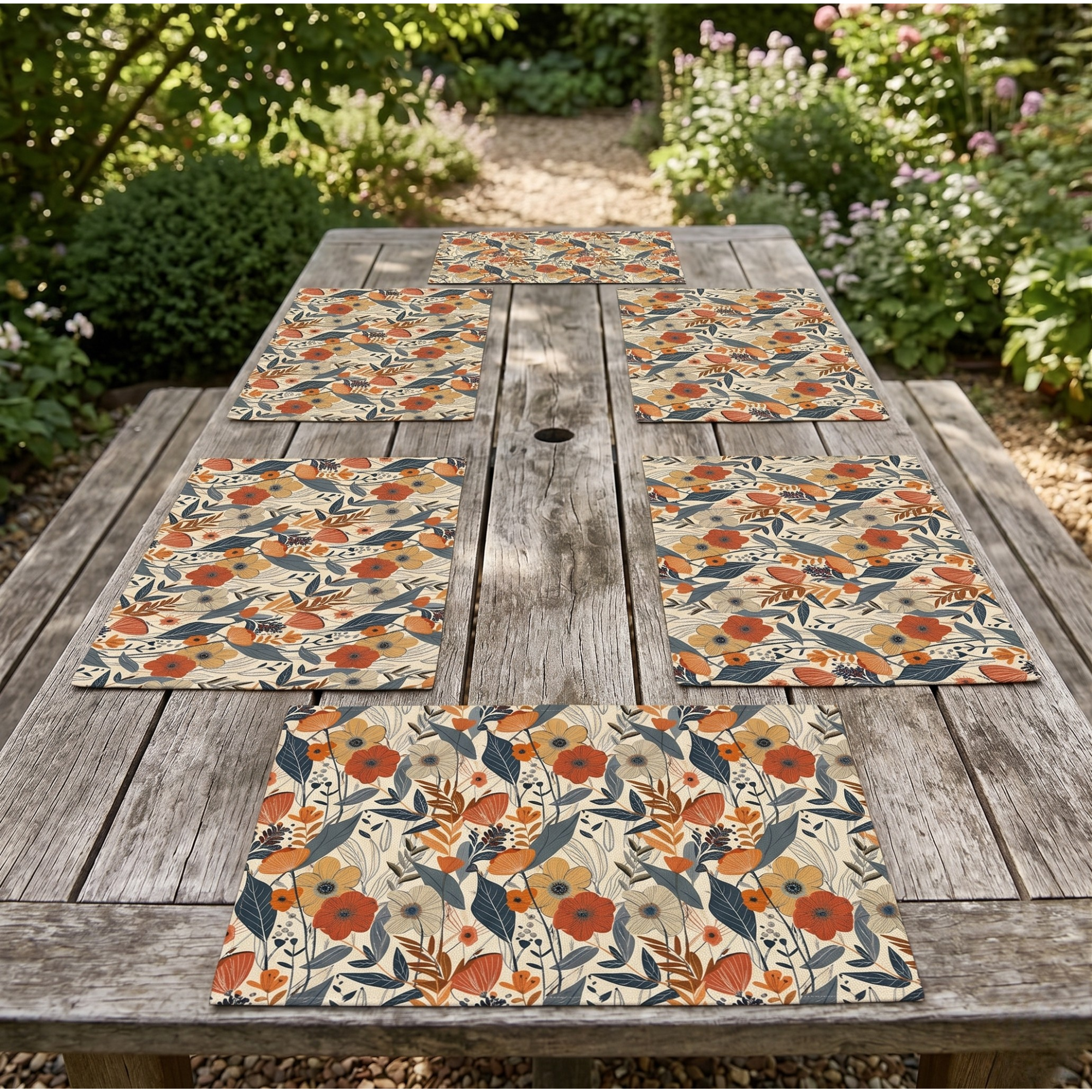 Boho Floral Linen Placemats – Cozy Mediterranean Table Decor
