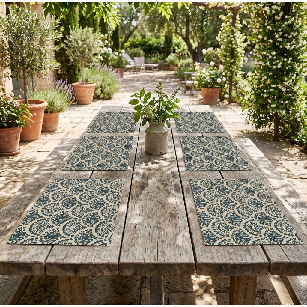 Boho Floral Linen Placemats – Cozy Mediterranean Table Decor