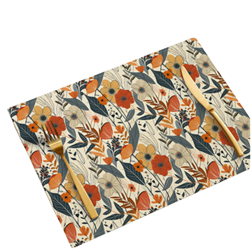 Boho Floral Linen Placemats – Cozy Mediterranean Table Decor