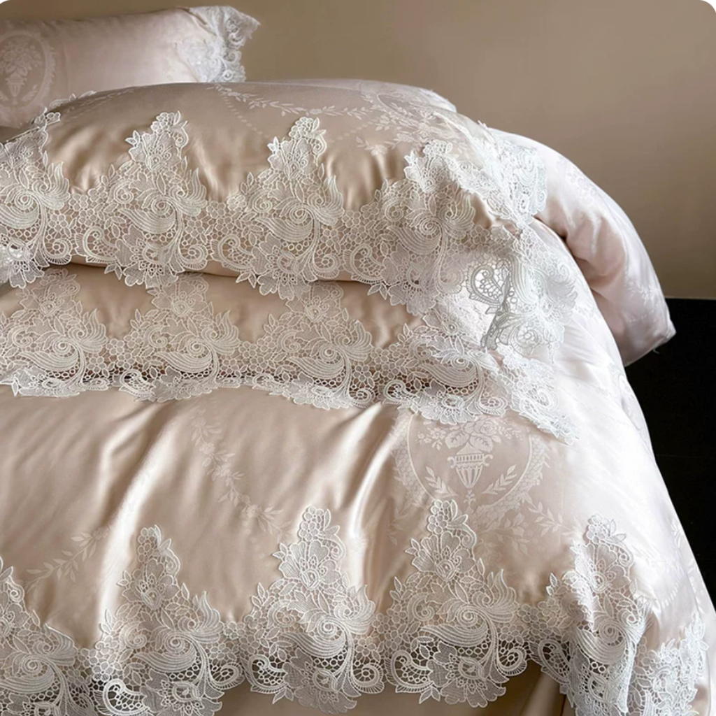 Tencel Lace Bedding Set – Airy Romantic Duvet Cover for Calm Bedrooms