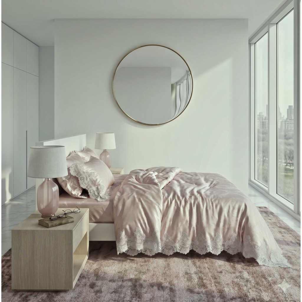 Tencel Lace Bedding Set – Airy Romantic Duvet Cover for Calm Bedrooms