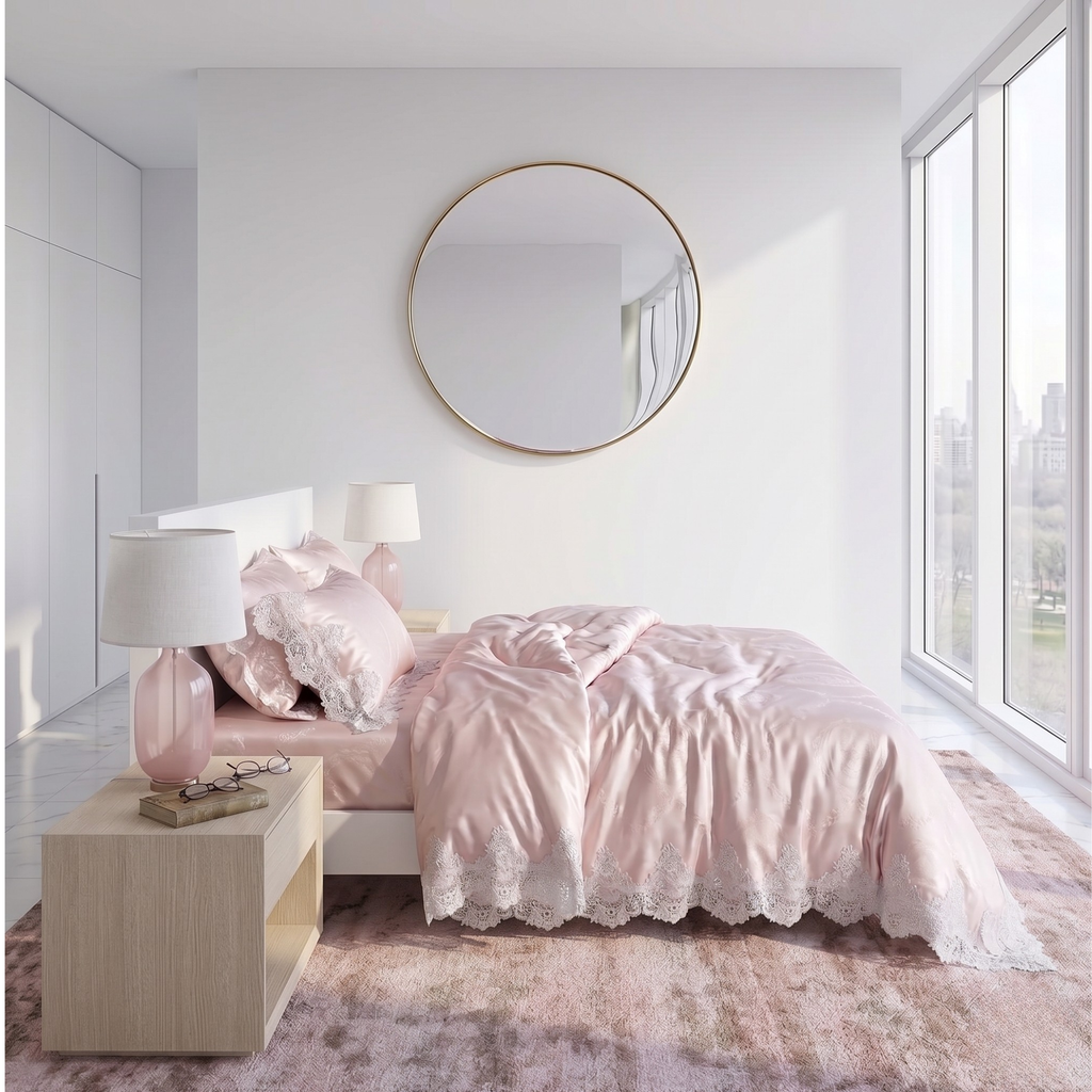 Tencel Lace Bedding Set – Airy Romantic Duvet Cover for Calm Bedrooms
