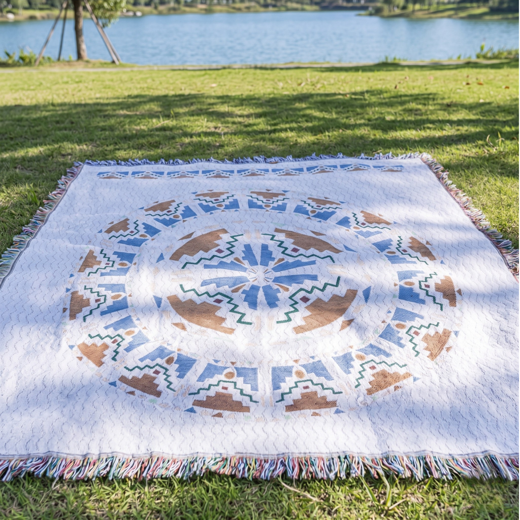 Boho Waterproof Picnic Mat – Foldable Outdoor Beach & Camping Blanket