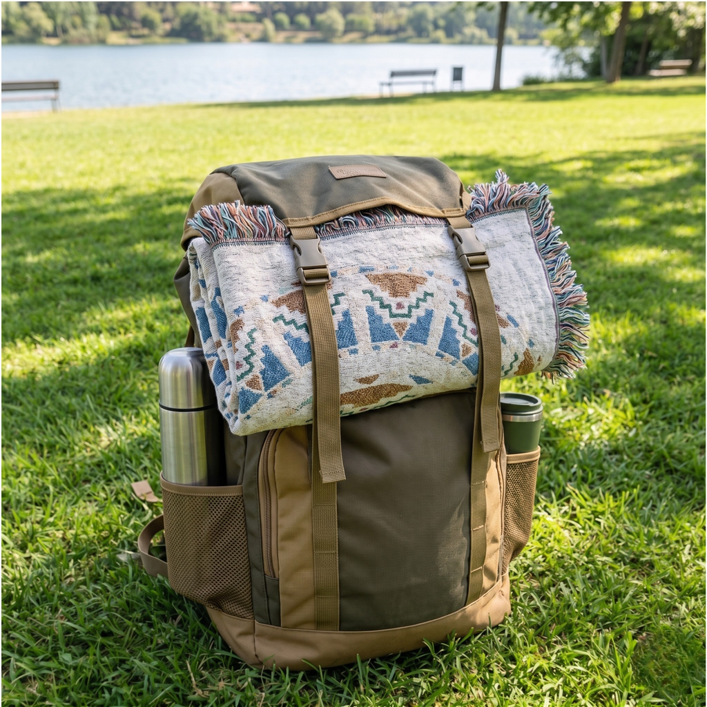 Boho Waterproof Picnic Mat – Foldable Outdoor Beach & Camping Blanket