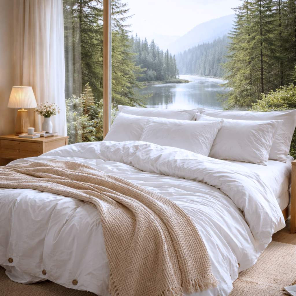 Minimalist Cotton Bedding Set – Relaxed Luxury Bedroom Aesthetic