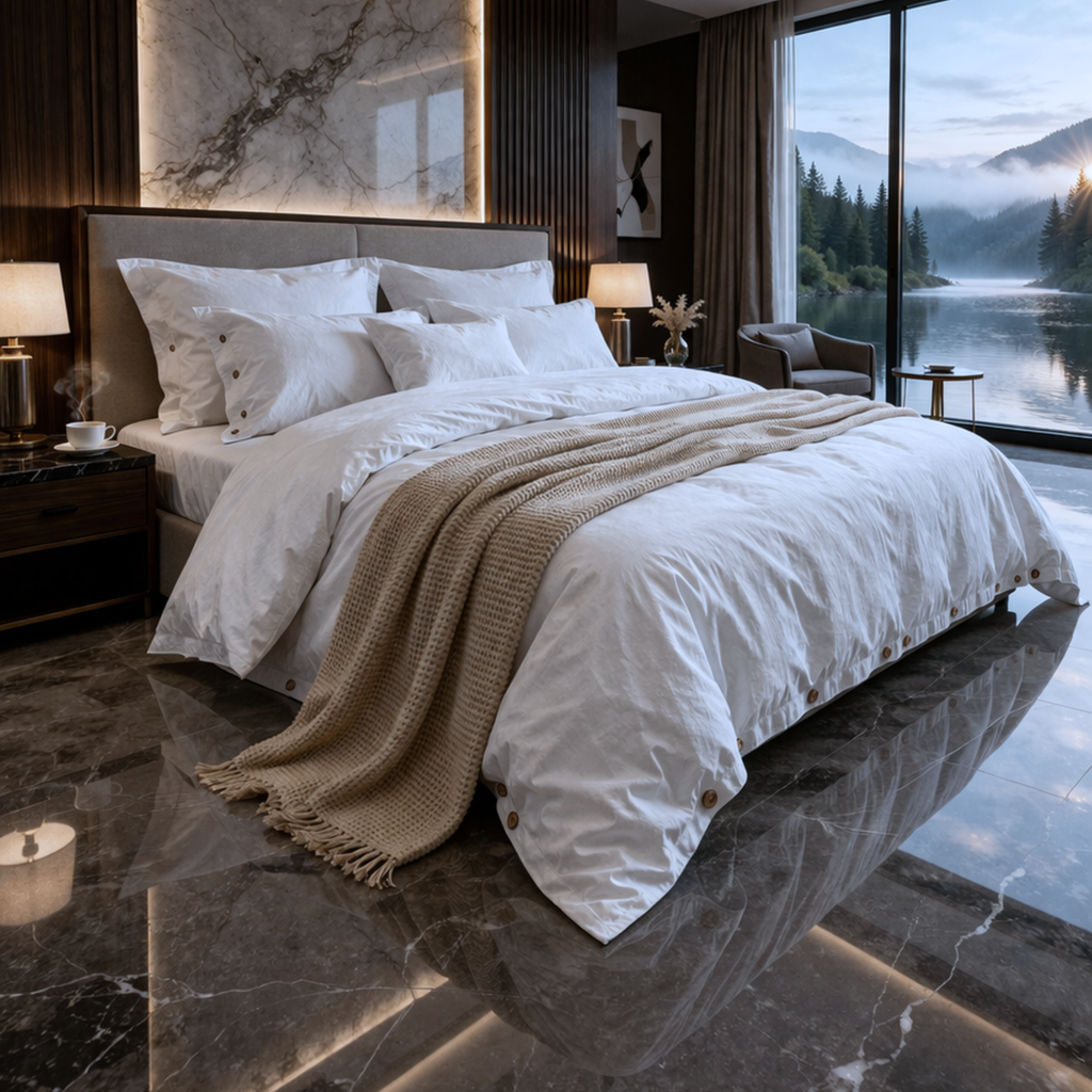 Minimalist Cotton Bedding Set – Relaxed Luxury Bedroom Aesthetic