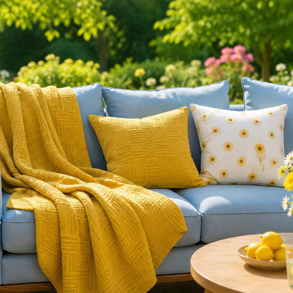 Dusty Blue Waffle Cotton Throw Blanket for Couch and Bed