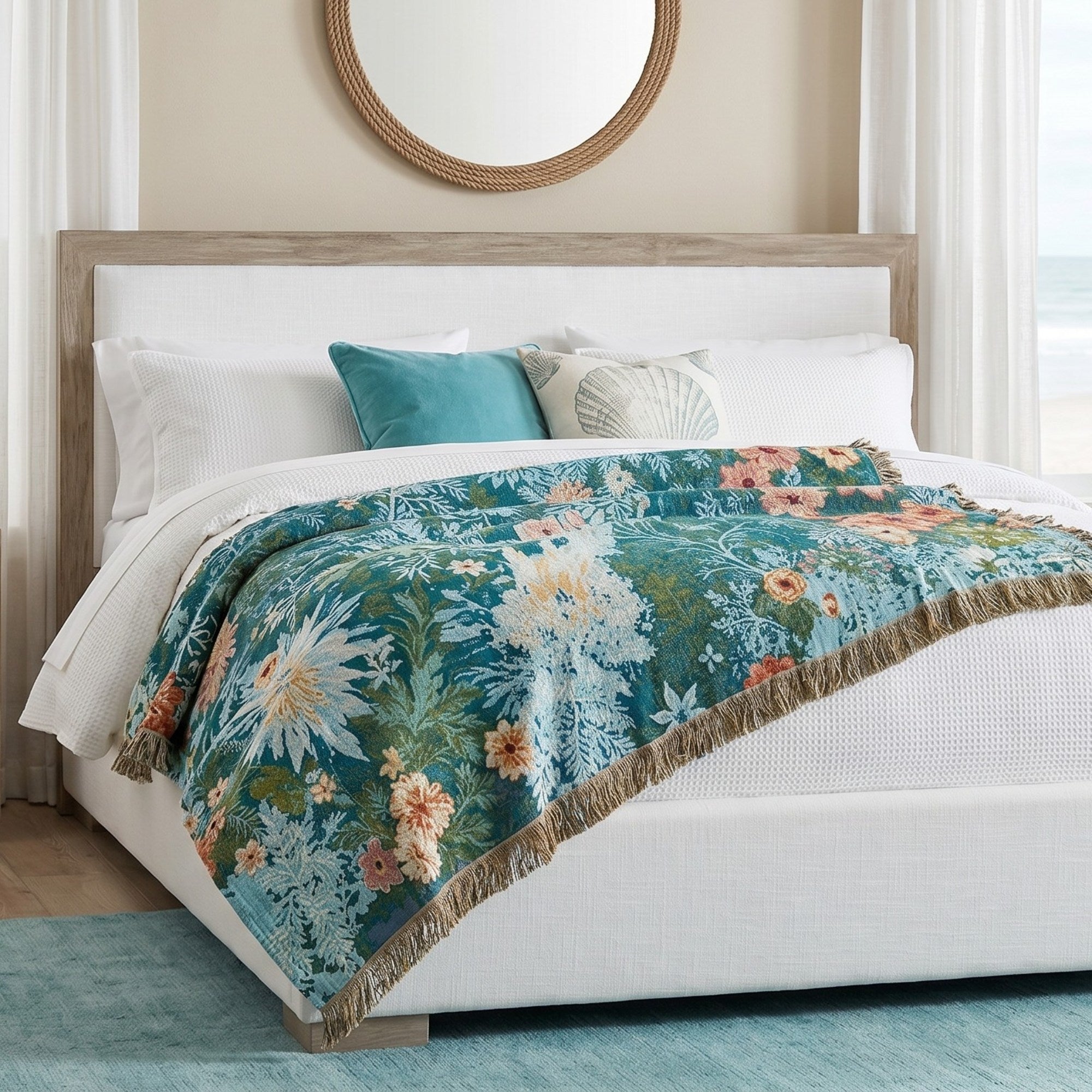 Forest Flowers Cotton Blanket – Cottagecore Floral Bed Throw