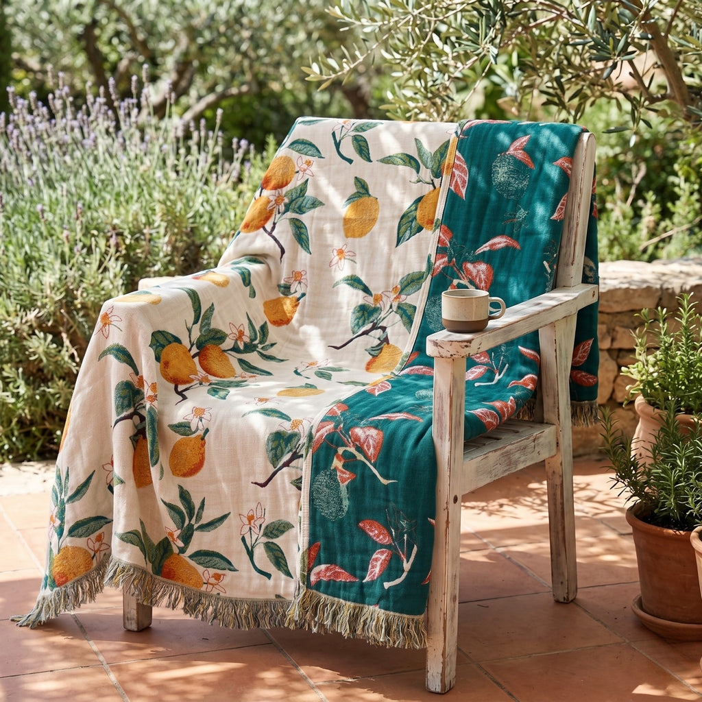 Cotton Gauze Blanket Throw | Reversible Muslin Bedspread