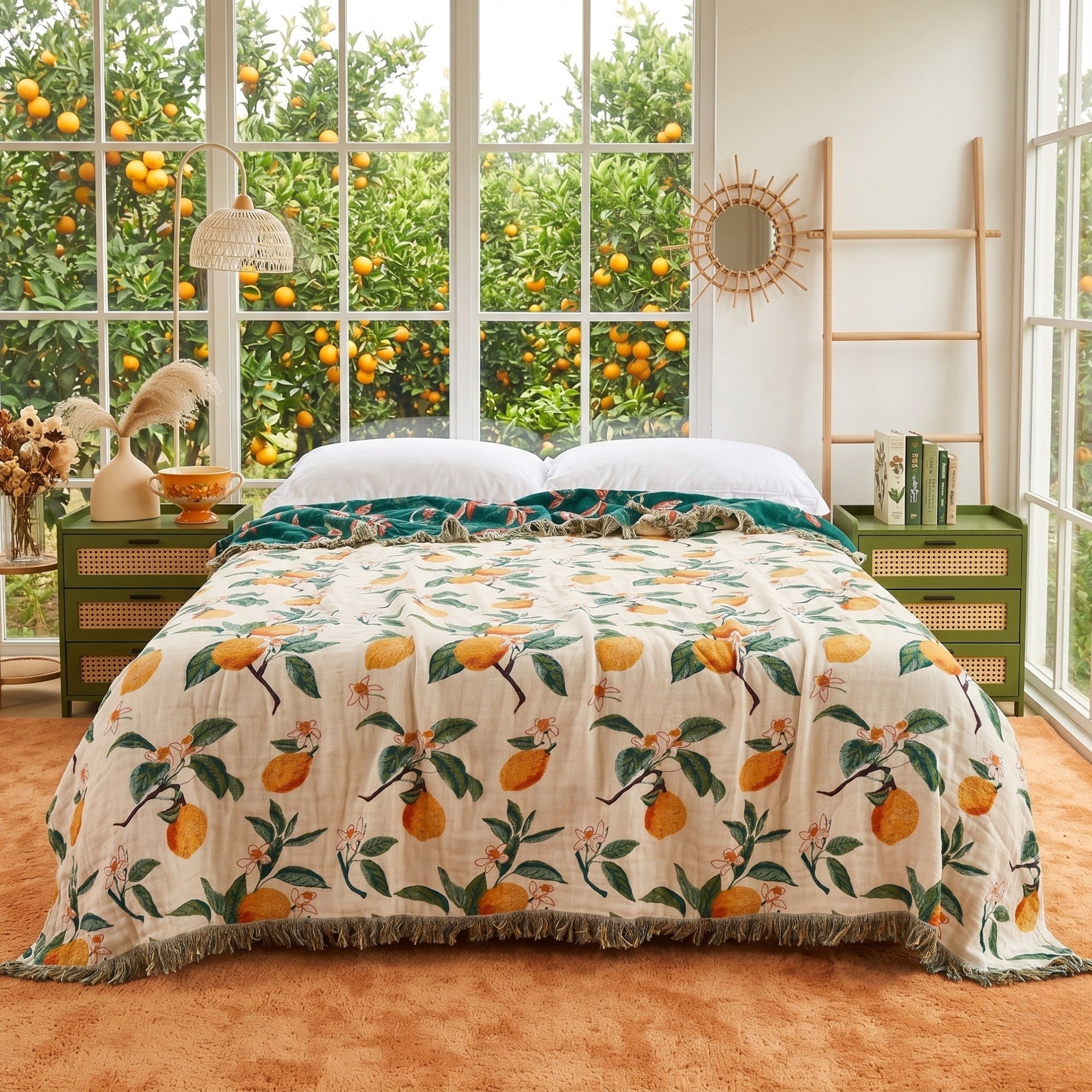 Cotton Gauze Blanket Throw | Reversible Muslin Bedspread