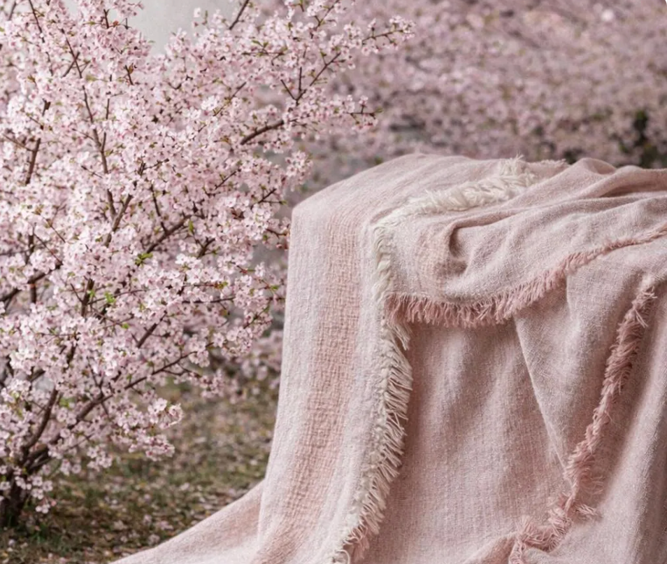 Cotton Linen Throw Blanket – Rustic Wabi-Sabi Sofa Cover