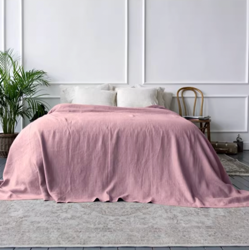 Linen Bed Sheet Washed Breathable Natural Linen Bedding, Multiple Colors