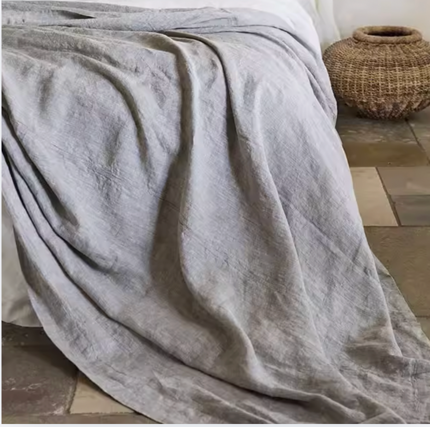 Linen Bed Sheet Washed Breathable Natural Linen Bedding, Multiple Colors