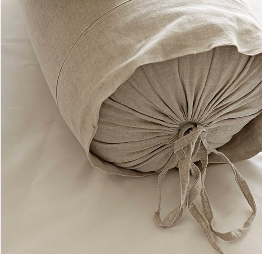 Linen Bolster Pillow Cover- French Flax Linen, Minimalist Cylinder Cushion, Natural Neutral Bedding Accent