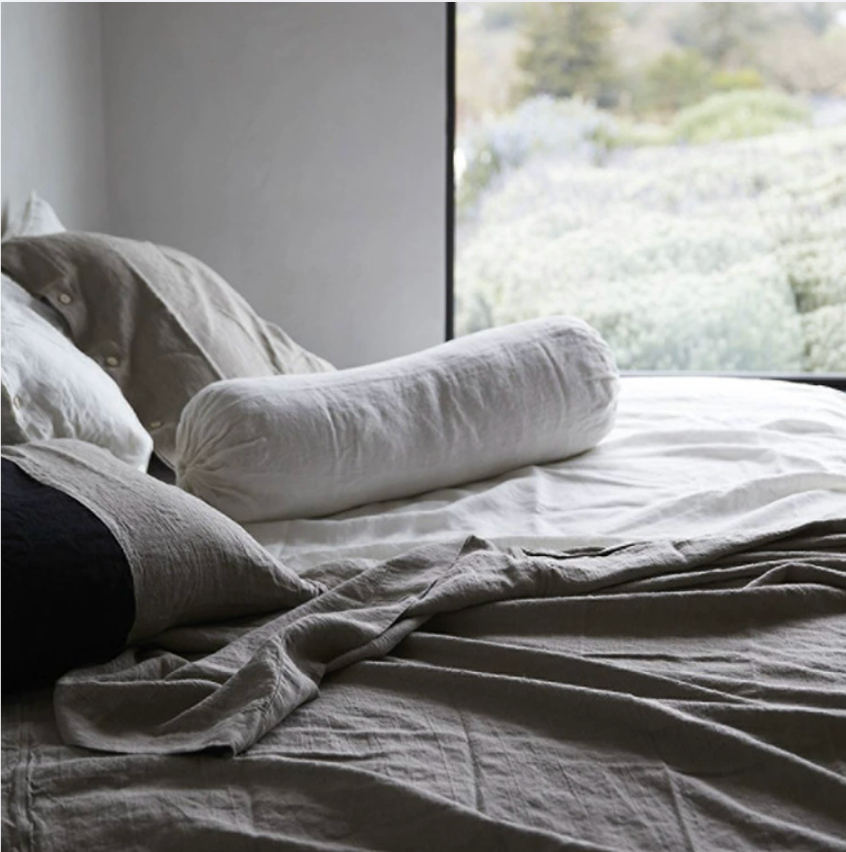 Linen Bolster Pillow Cover- French Flax Linen, Minimalist Cylinder Cushion, Natural Neutral Bedding Accent