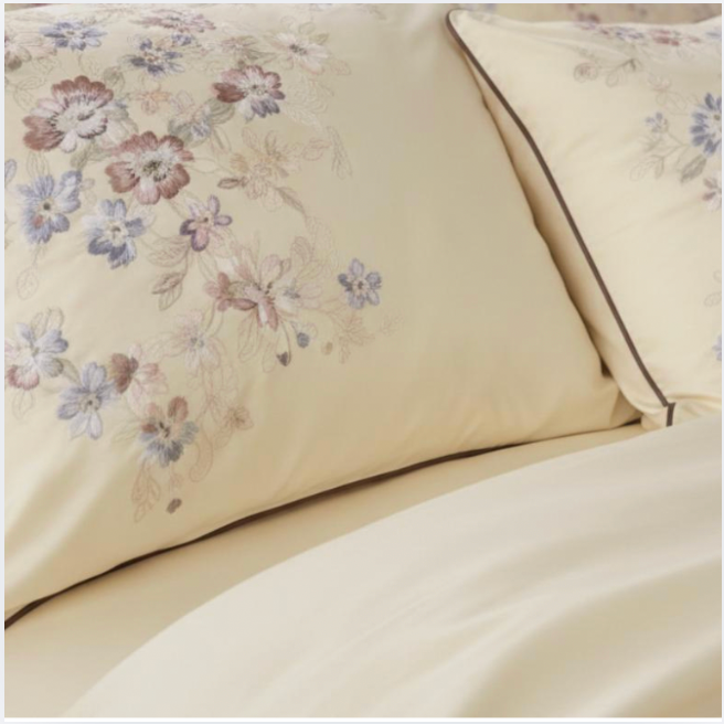 Floral Embroidered Cotton Duvet Cover Set - Elegant 4 Piece Bedding
