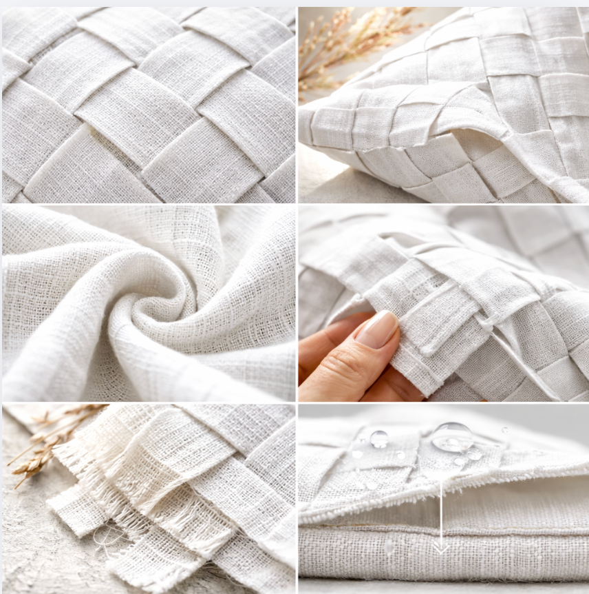Linen Cotton Pillow Cover, Neutral Textured Cushion Cover, Ivory Beige Sofa Pillows