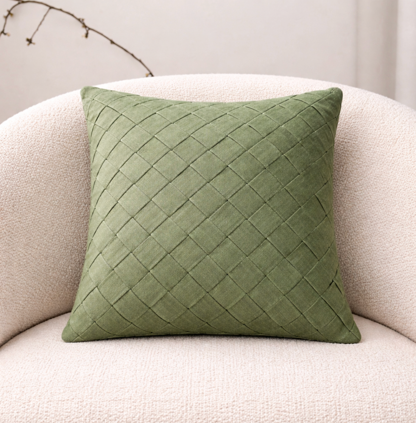 Linen Cotton Pillow Cover, Neutral Textured Cushion Cover, Ivory Beige Sofa Pillows