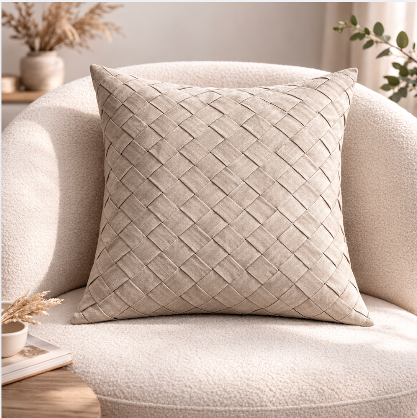 Linen Cotton Pillow Cover, Neutral Textured Cushion Cover, Ivory Beige Sofa Pillows
