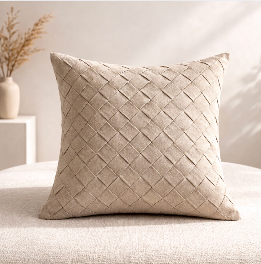 Linen Cotton Pillow Cover, Neutral Textured Cushion Cover, Ivory Beige Sofa Pillows