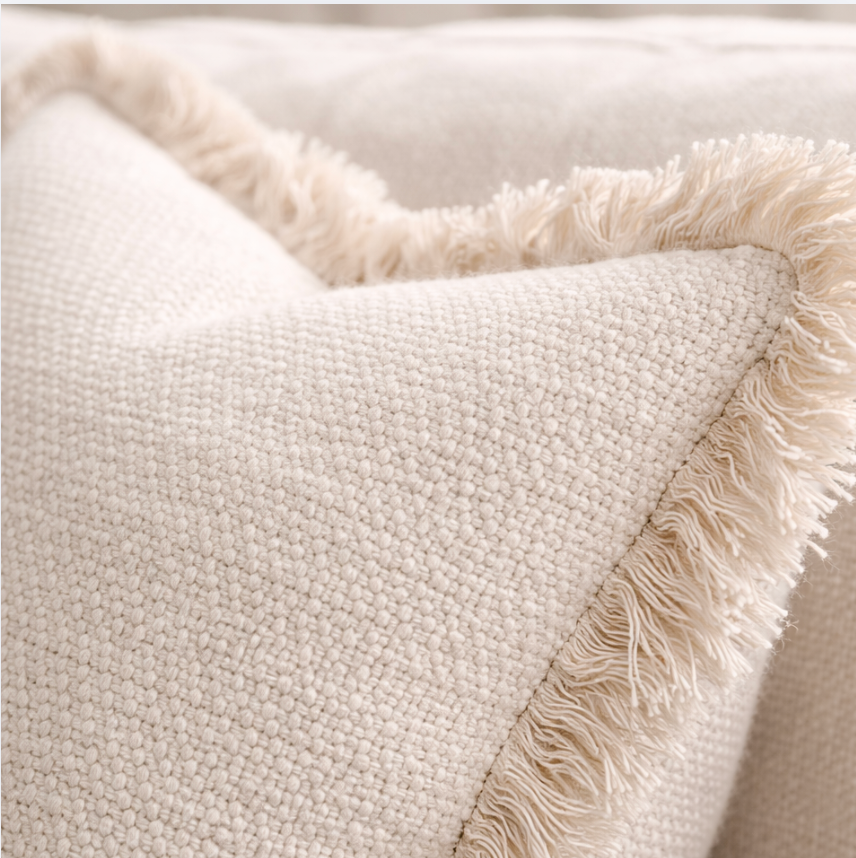Cotton Linen Pillow Covers,Set of 2 Neutral Textured Cuschions, Beige Ivory Sofa Pillows, Minimalist Home Decor