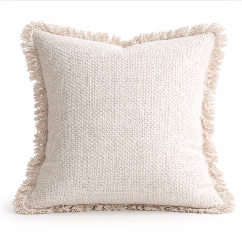 Cotton Linen Pillow Covers,Set of 2 Neutral Textured Cuschions, Beige Ivory Sofa Pillows, Minimalist Home Decor