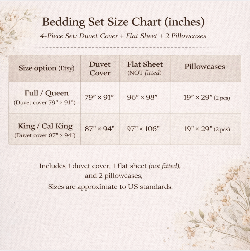 Romantic Cotton Linen Embroidered Duvet Cover Set-Sheet & Pillowcases Included