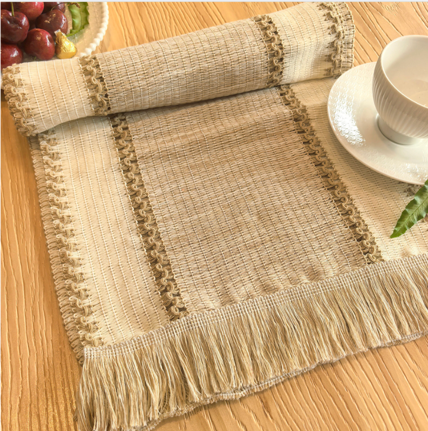 Cotton Linen Table Runner/ Morning Coffee Ritual