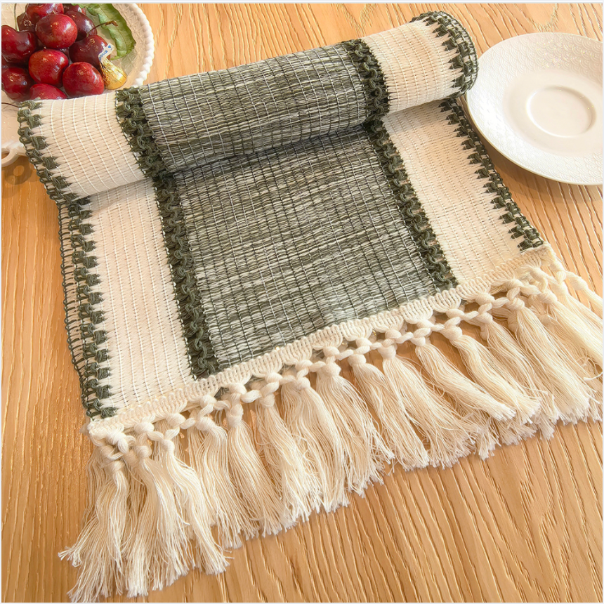 Cotton Linen Table Runner/ Morning Coffee Ritual