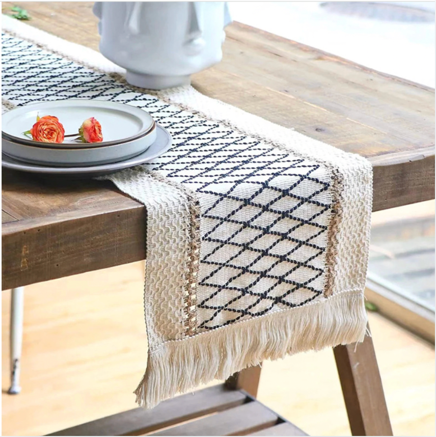 Cotton Linen Table Runner/ Morning Coffee Ritual