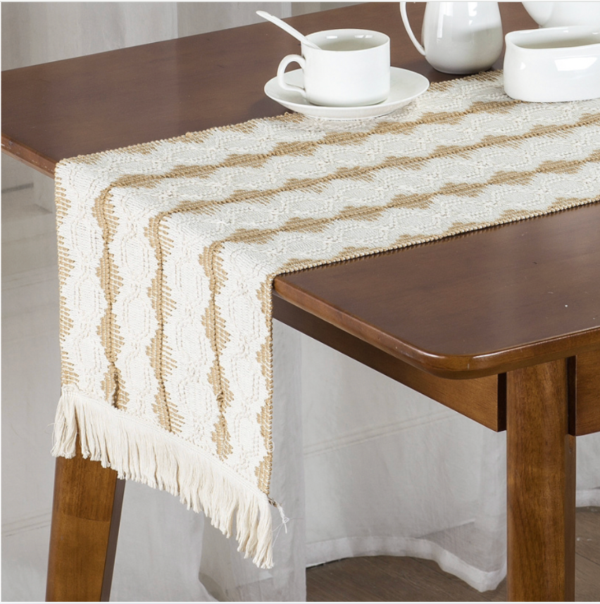 Cotton Linen Table Runner/ Morning Coffee Ritual