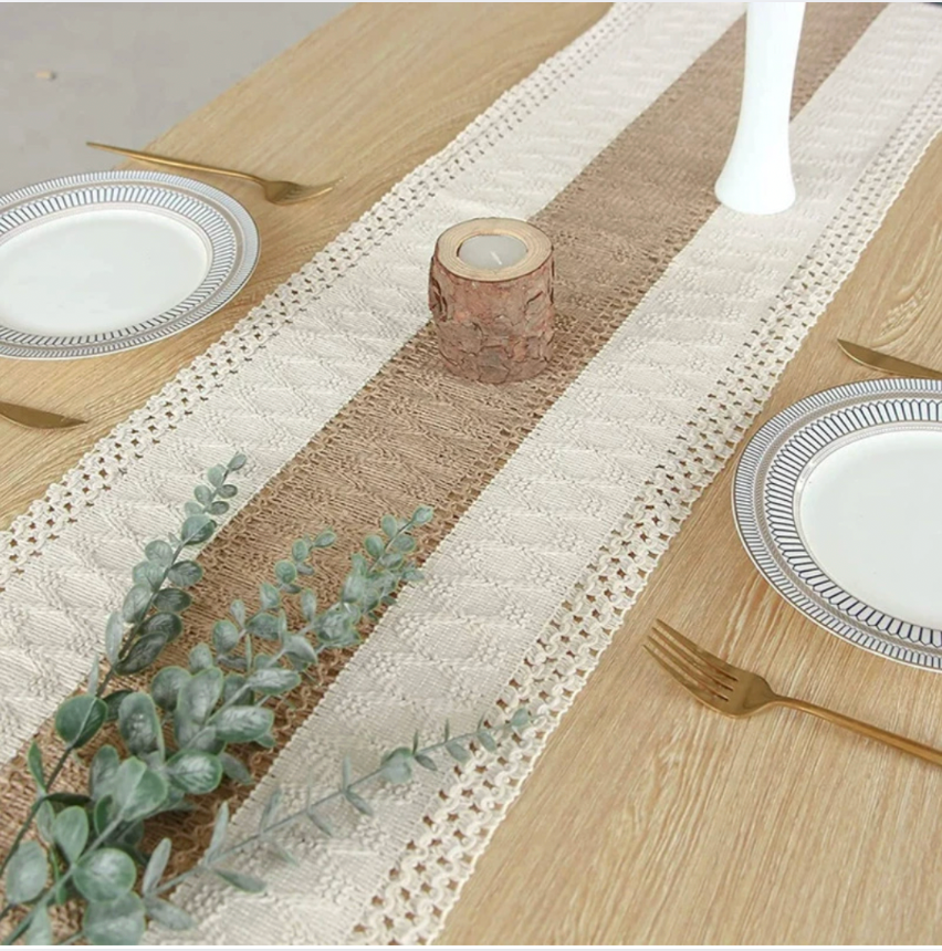 Cotton Linen Table Runner/ Morning Coffee Ritual