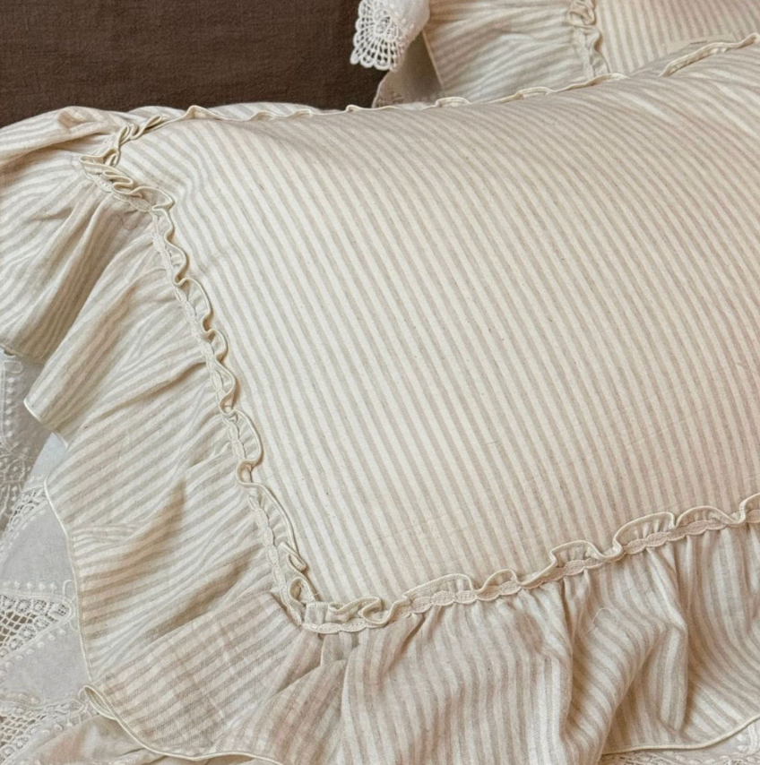 Ruffled Linen Bedding Set - French Cottage Style Duvet Cover