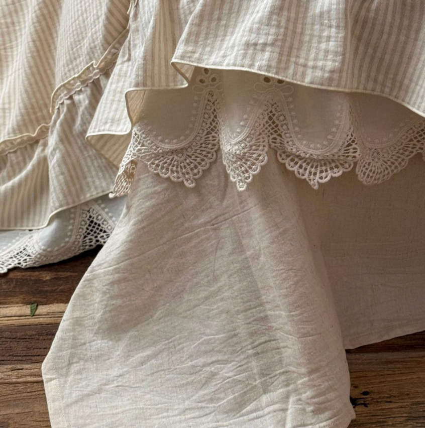 Ruffled Linen Bedding Set - French Cottage Style Duvet Cover