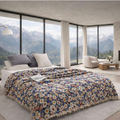 Woven Cotton Floral Bedspread, Jacquard Tapestry Throw Blanket with Fringe