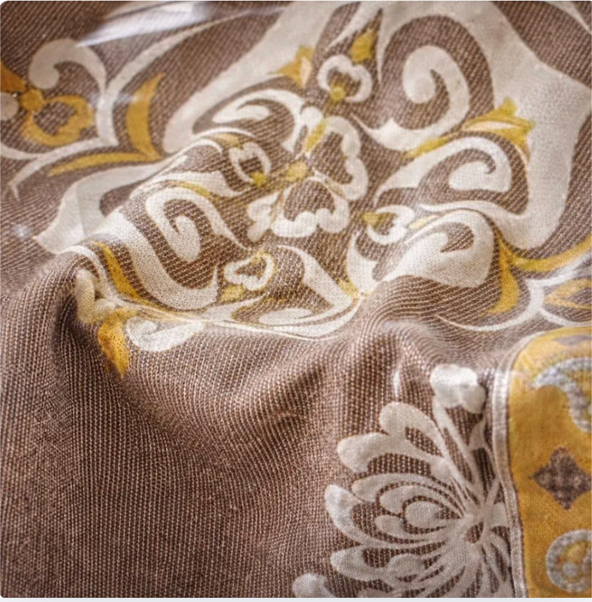 Linen Cotton Jacquard Throw Blanket, Floral Woven Bed Throw, Neutral Home Decor