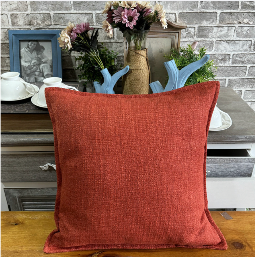 Minimal Cotton Linen Pillow Cover, Neutral Decorative Cushion Case, Modern Sofa Throw Pillow