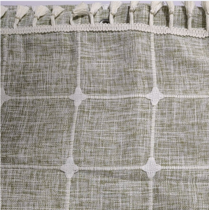 Modern Sage Cotton Linen Blend Tablecloth with Tassels – Minimal Decorative Dining & Coffee Table Cover